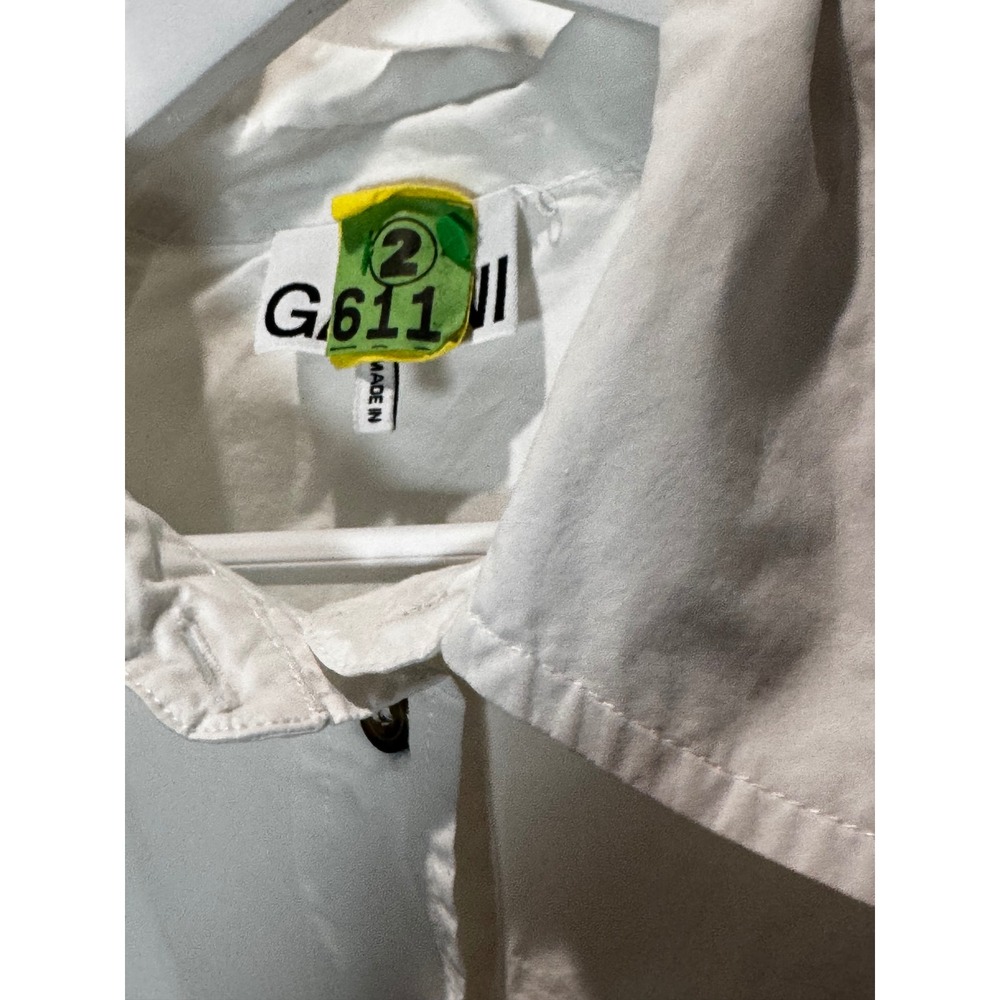 Ganni White Organic Cotton Poplin Puff Sleeve Button Down Shirt Size 40 - Picture 3 of 7